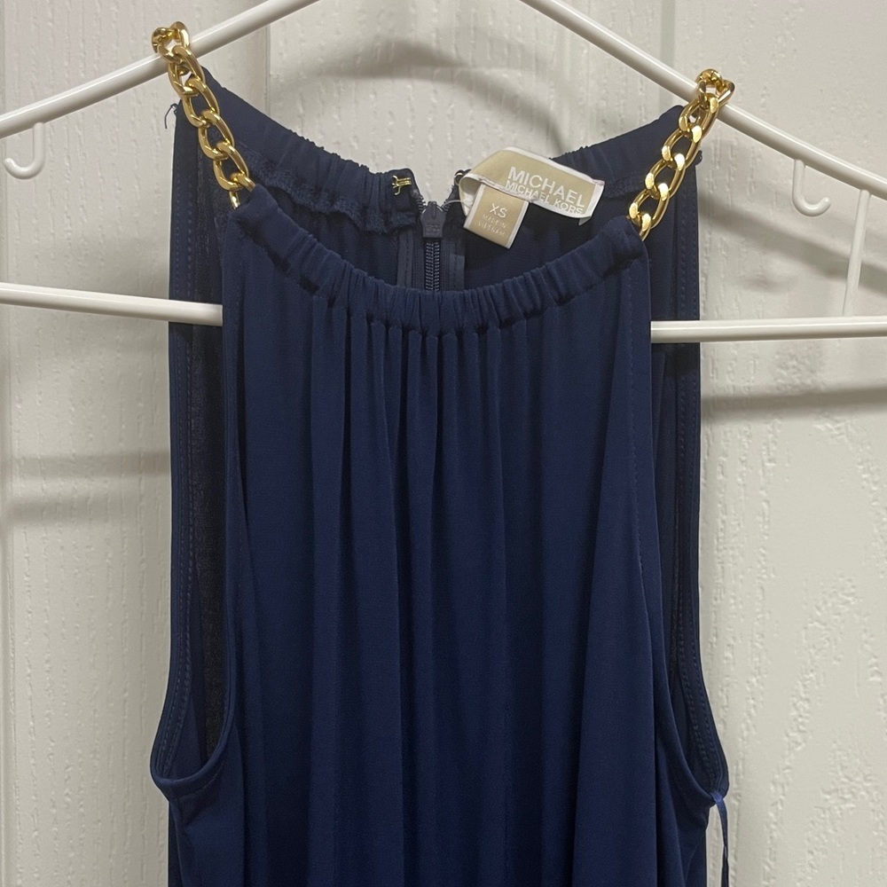 Michael Kors Deep Blue crop jumpsuit with Gold Accents